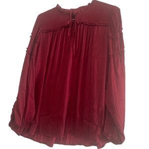 Belldini Cranberry ruffle tie neck top. Women’s size 3X.